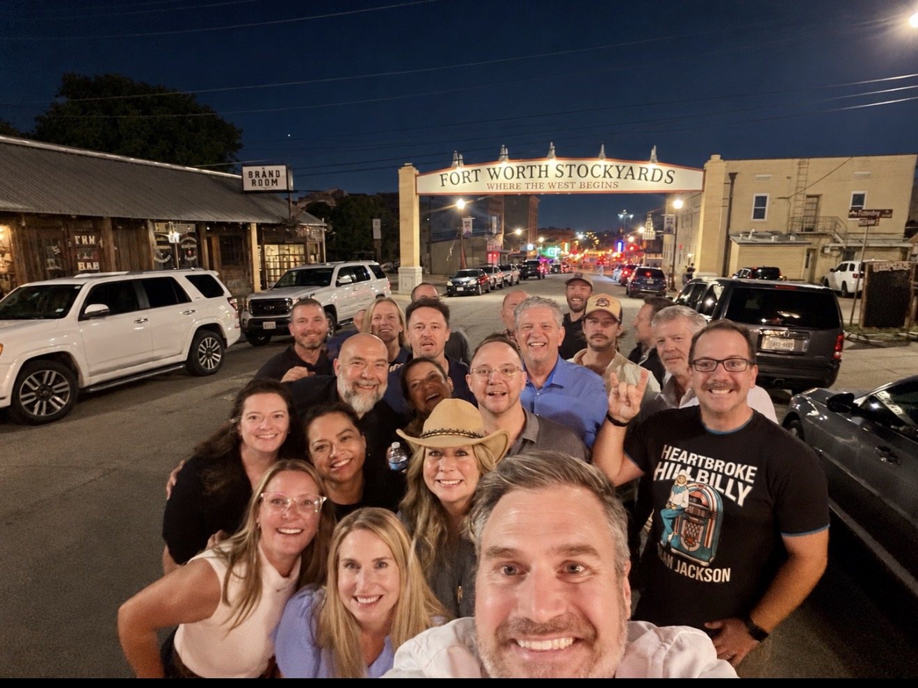 Modern Client with Peer Summit attendees at the Fort Worth Stockyards, Texas.